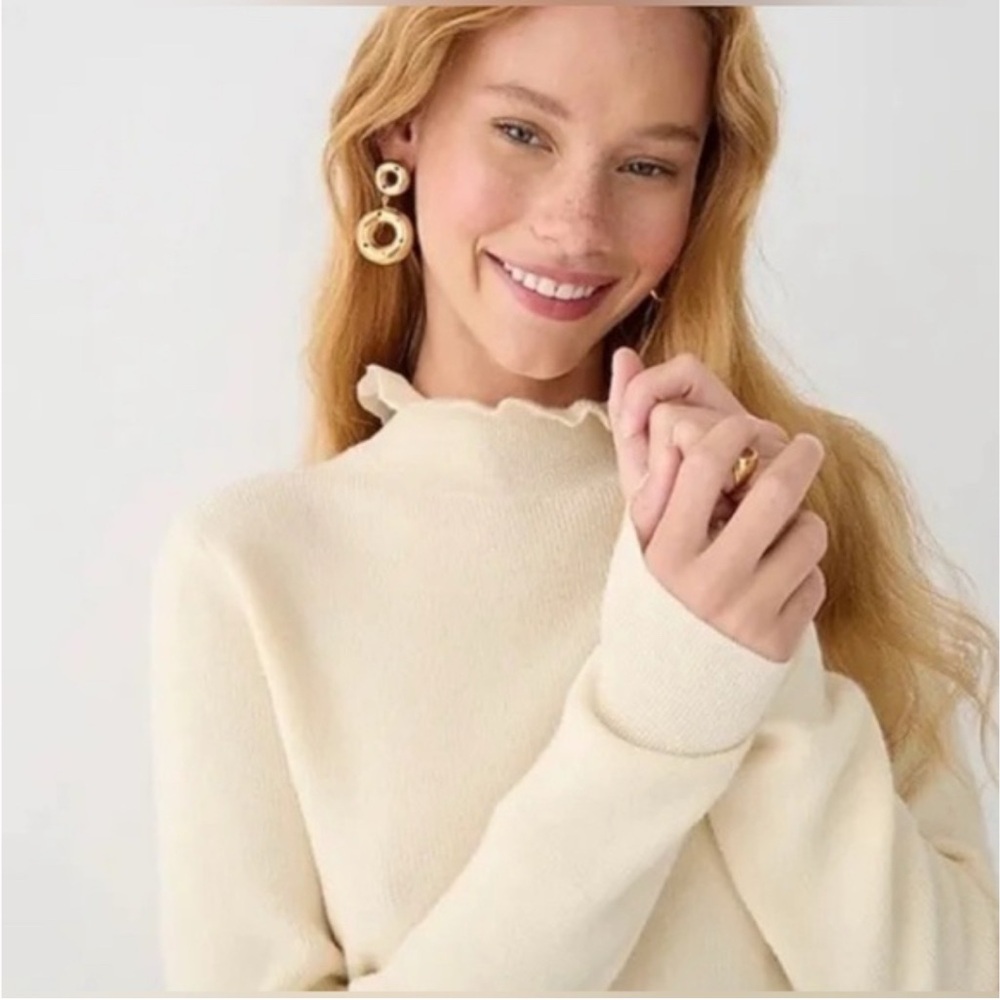 J. Crew Ruffle Neck Merino Wool Blend Sweater - Picture 4 of 10